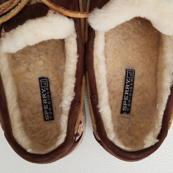 Fur Lined Brown Sperry Top Siders - Picture 7 of 8
